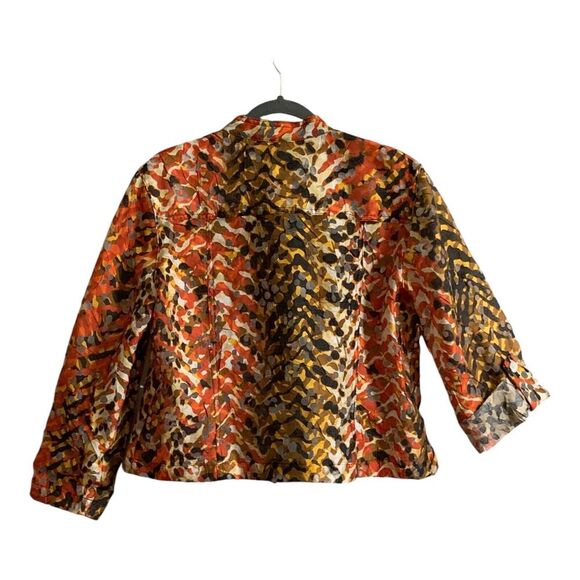 Ruby Rd. Jacket 14 P Red Orange Lace Lightweight Sheer Cut-Out Roll Tab Sleeve - Picture 3 of 13